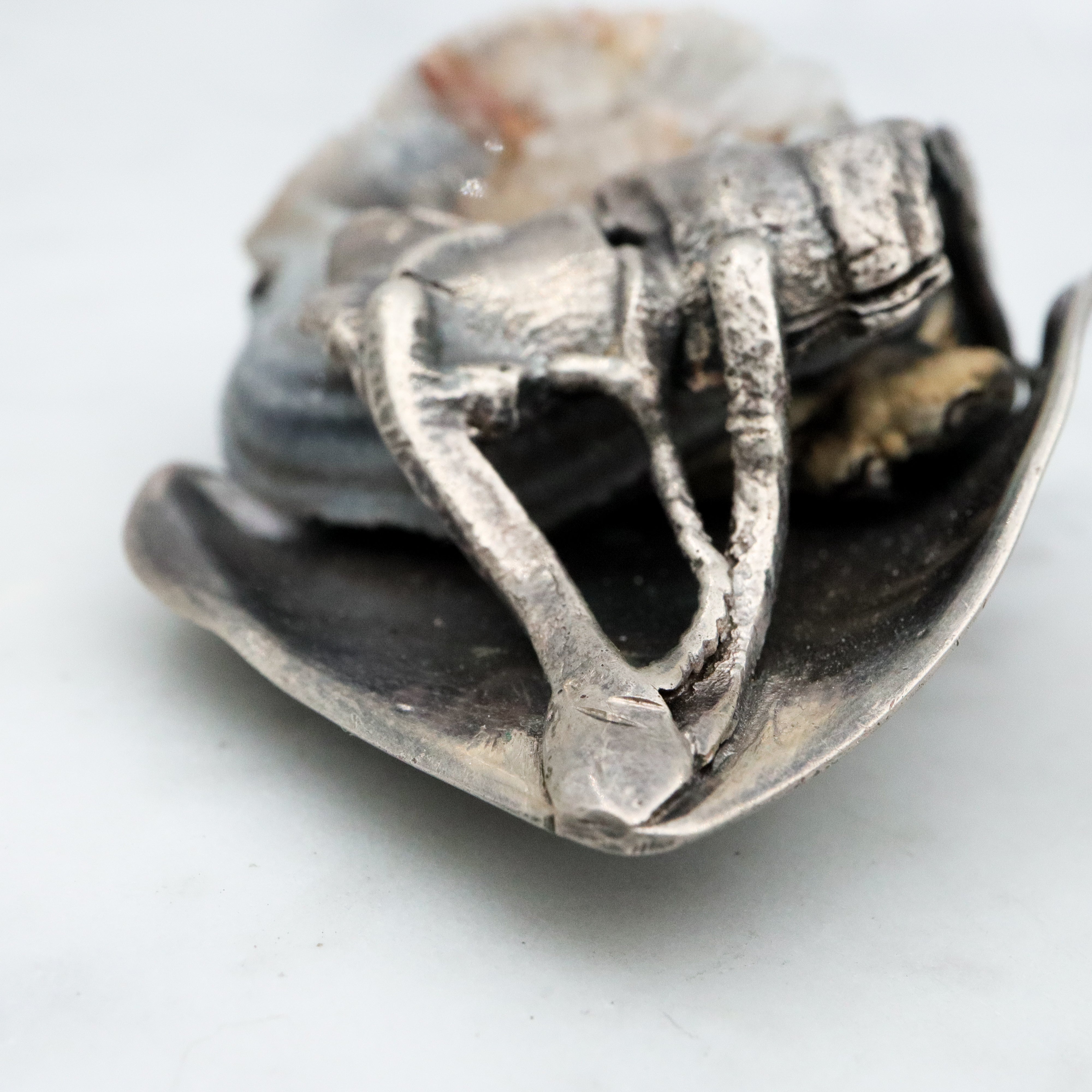 MCM handmade sterling agate druzy flower brooch